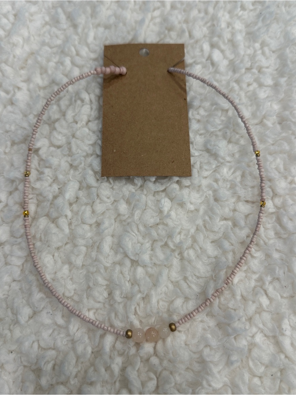 Delicate Pink Beaded Necklace with Gold Accents